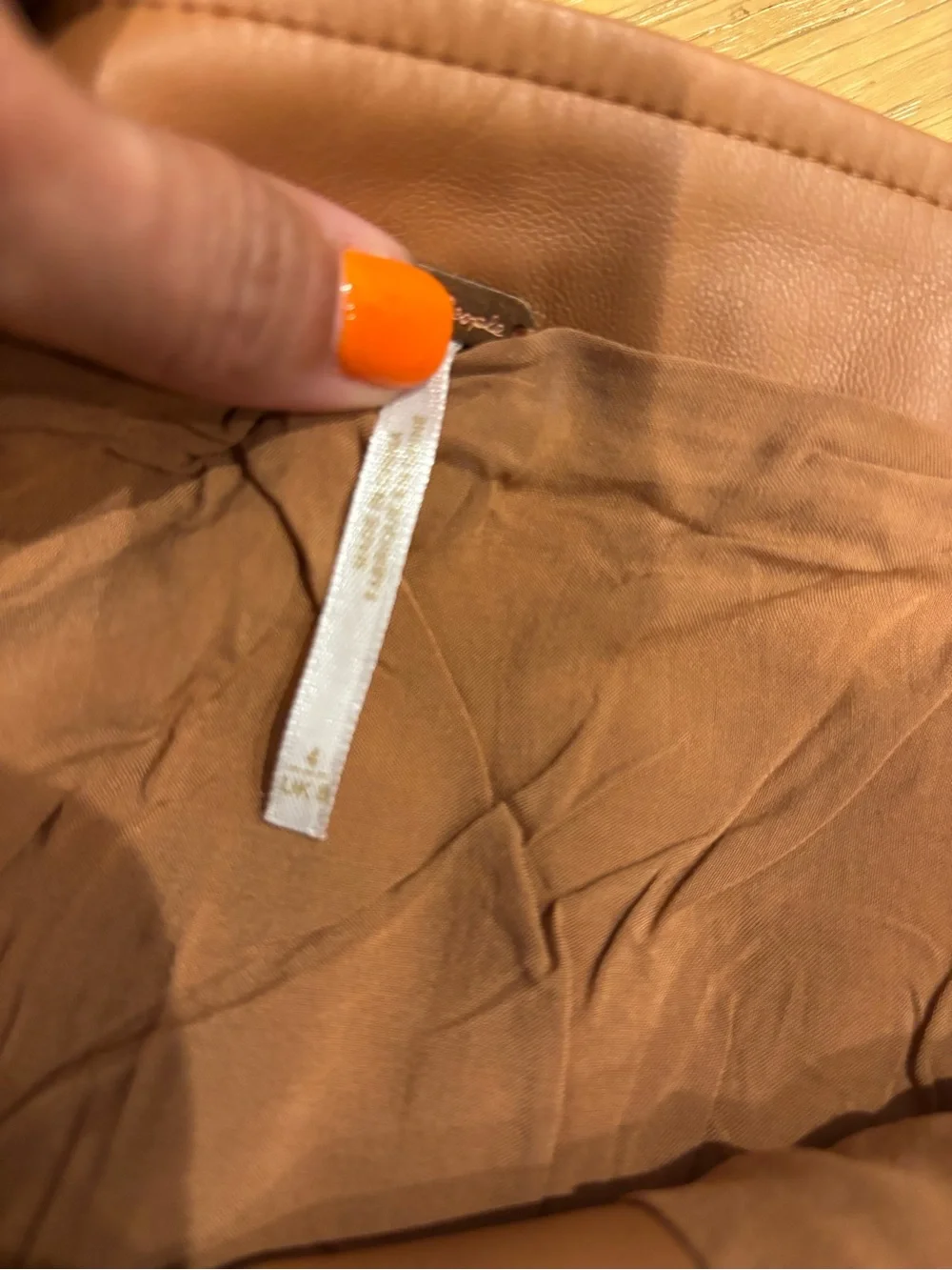 Free People Cognac Faux Leather Mini Skirt with Front Zip